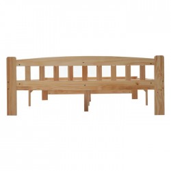 Lit Double 140x200 Cm, Lit En Bois Massif Avec Tete De Lit Et Sommier a Lattes