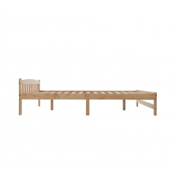Lit Double 140x200 Cm, Lit En Bois Massif Avec Tete De Lit Et Sommier a Lattes