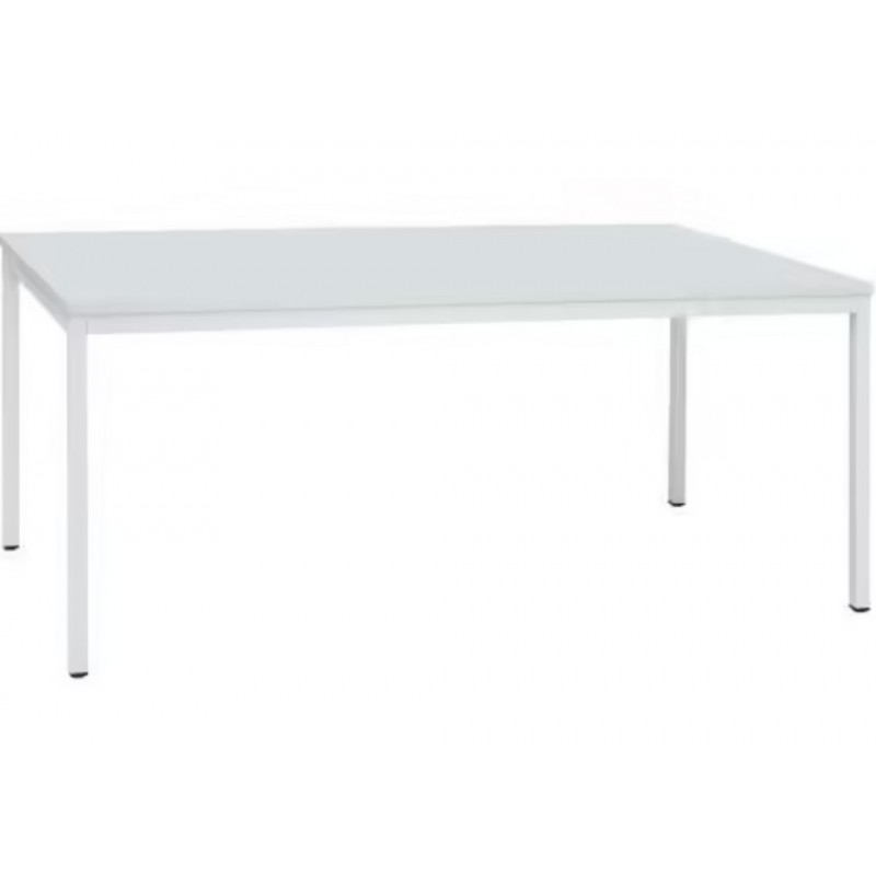 ARTEMIS  TABLE RECTANGULAIRE 120*80CM PLATEAU BLANC PIETEMENT CARRE BLANC